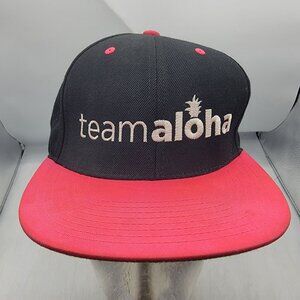 Team Aloha Snapback Hat Black Red Adjustable Outdoors Casual Lightweight